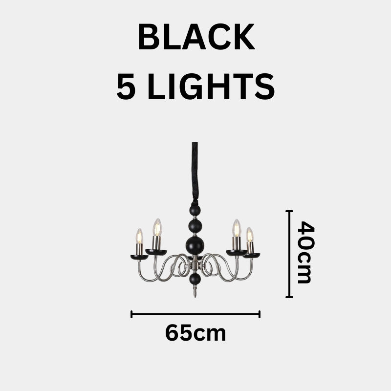 CASS Wood Classic Vintage Candle Lights Chandelier