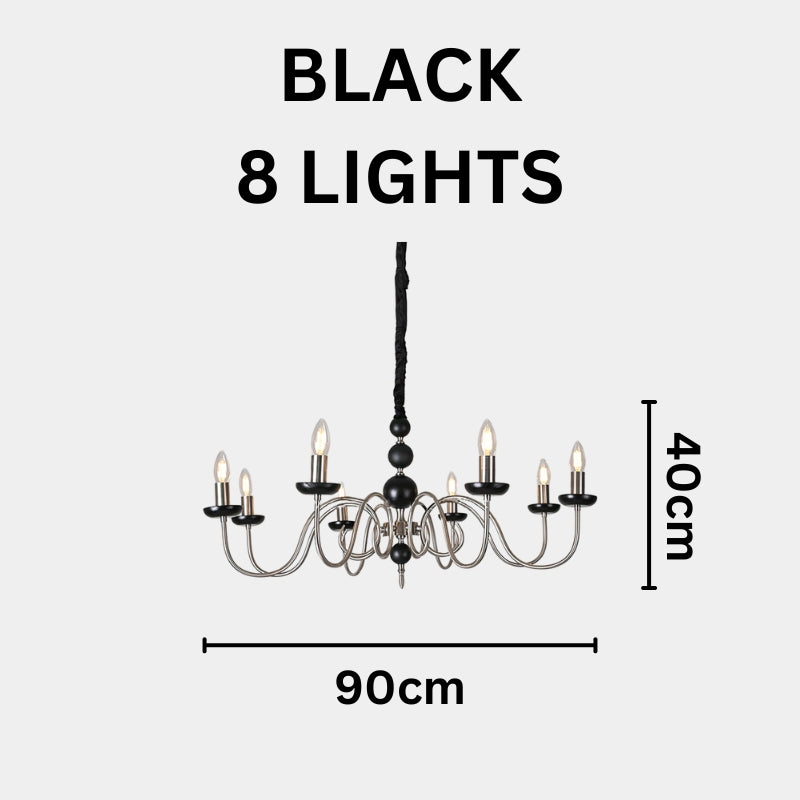 CASS Wood Classic Vintage Candle Lights Chandelier