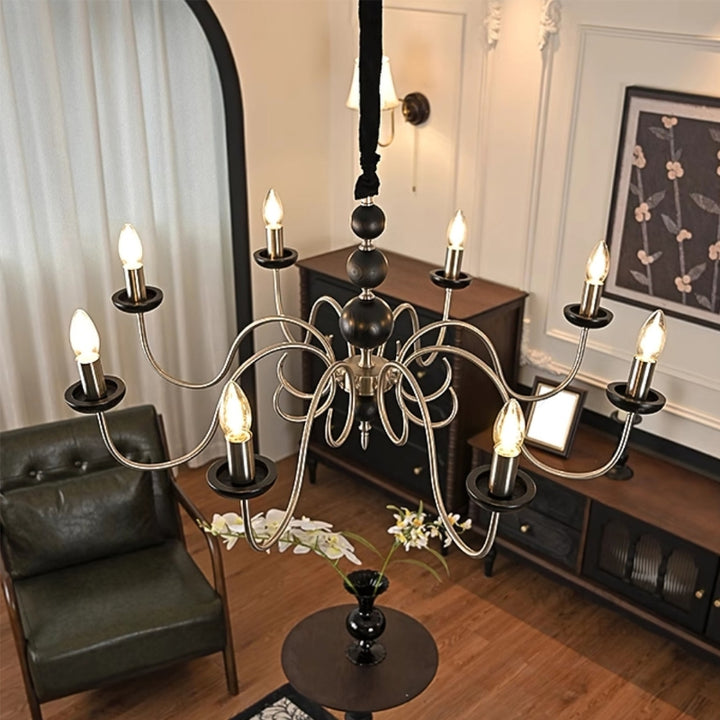 CASS Wood Classic Vintage Candle Lights Chandelier