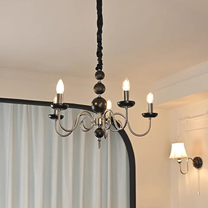 CASS Wood Classic Vintage Candle Lights Chandelier