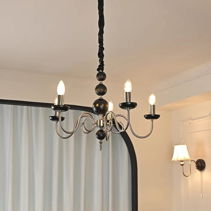 CASS Wood Classic Vintage Candle Lights Chandelier