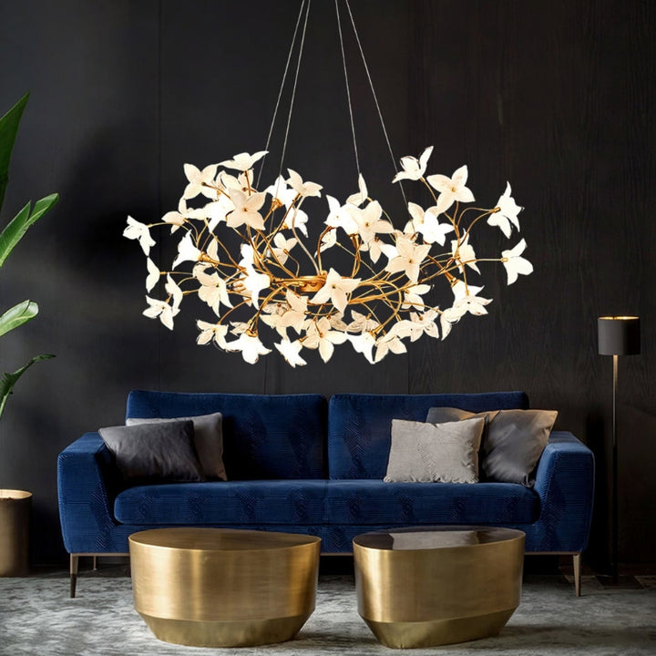 CASSIA Sculptural Floral Brass Interiors Chandelier