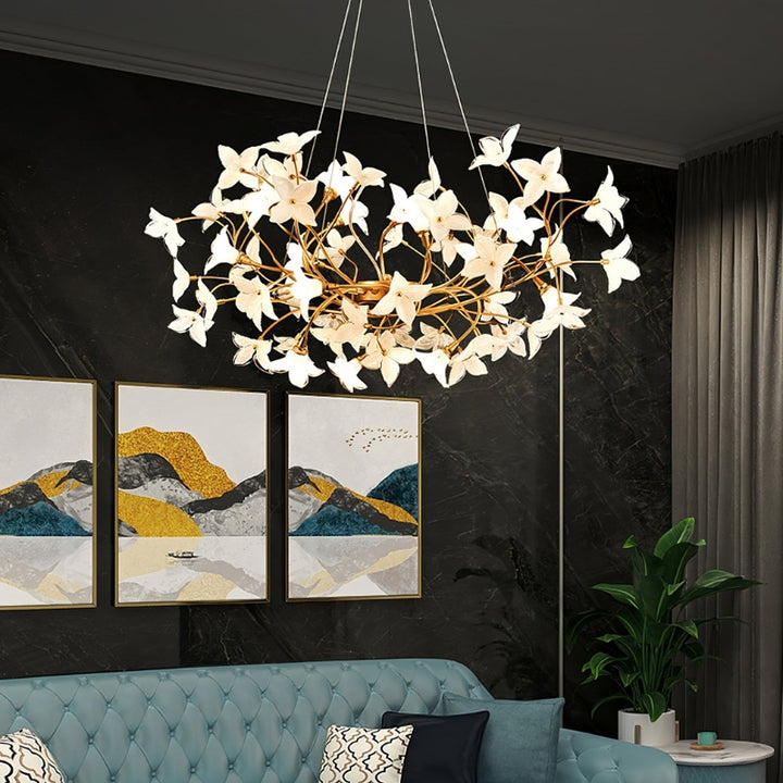 CASSIA Sculptural Floral Brass Interiors Chandelier