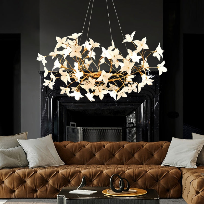 CASSIA Sculptural Floral Brass Interiors Chandelier