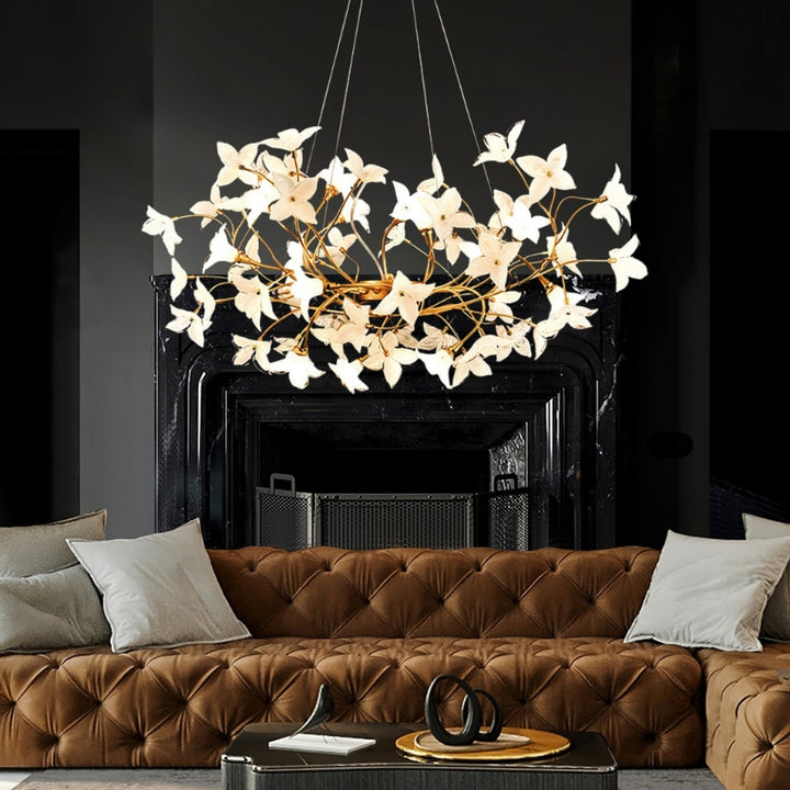 CASSIA Sculptural Floral Brass Interiors Chandelier