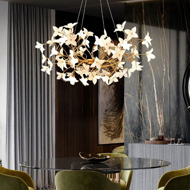 CASSIA Sculptural Floral Brass Interiors Chandelier