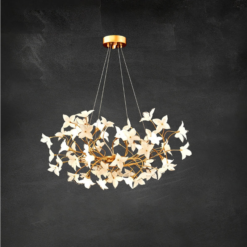 CASSIA Sculptural Floral Brass Interiors Chandelier