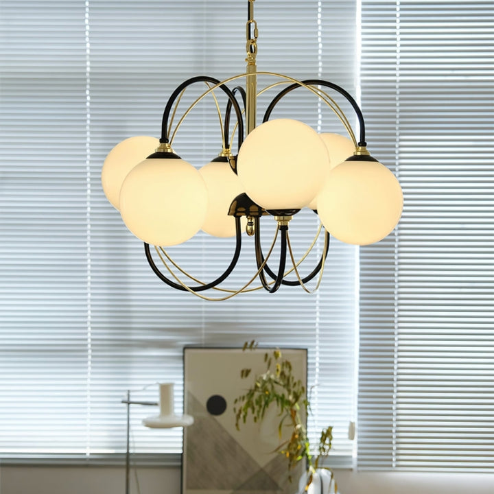 COLBY Milk Glass Modern Chandelier