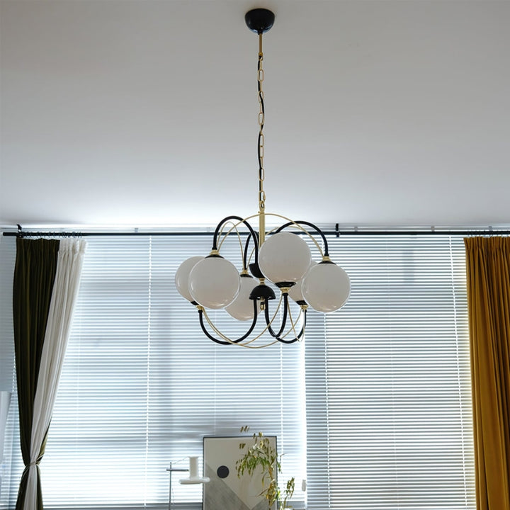 COLBY Milk Glass Modern Chandelier