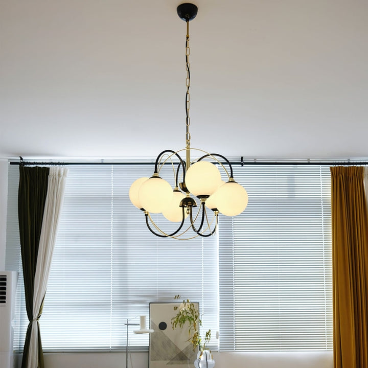 COLBY Milk Glass Modern Chandelier