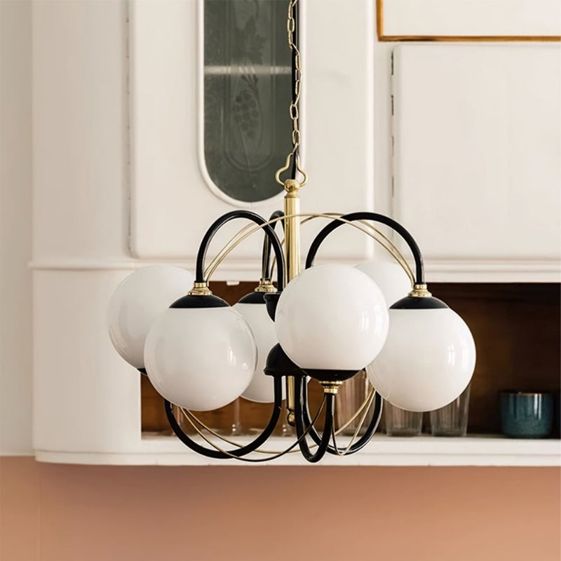 COLBY Milk Glass Modern Chandelier