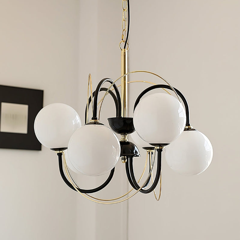 COLBY Milk Glass Modern Chandelier