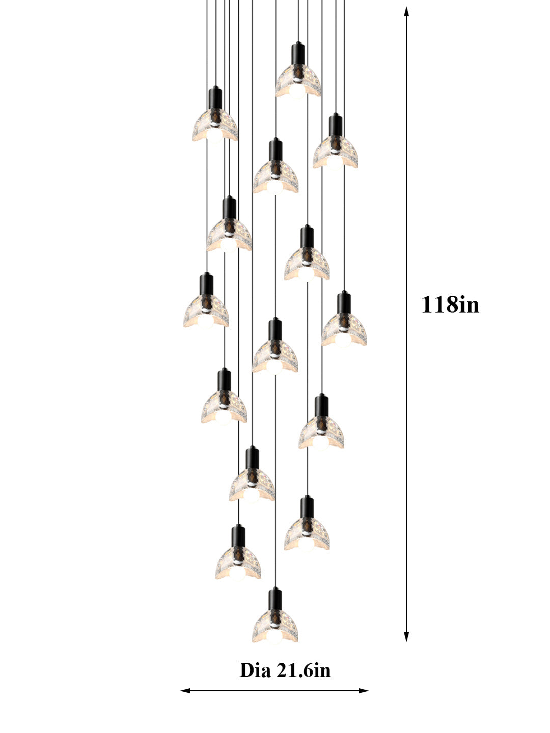 SYCEE Black Stair Chandelier Modern