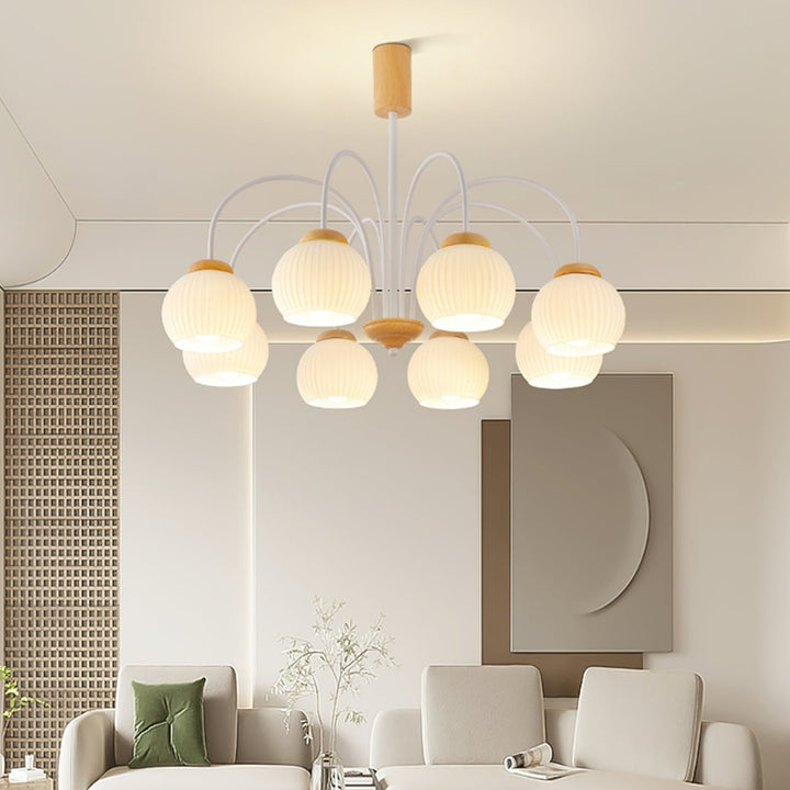 DALIA Wood Glass Design Timeless Elegance Chandelier