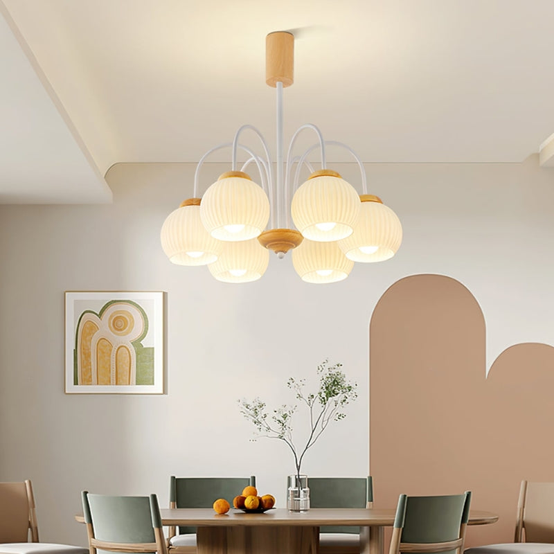DALIA Wood Glass Design Timeless Elegance Chandelier