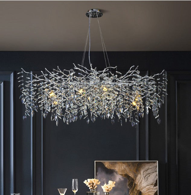 DEW Modern Chandelier Lighting Custom Finish Silver/Black