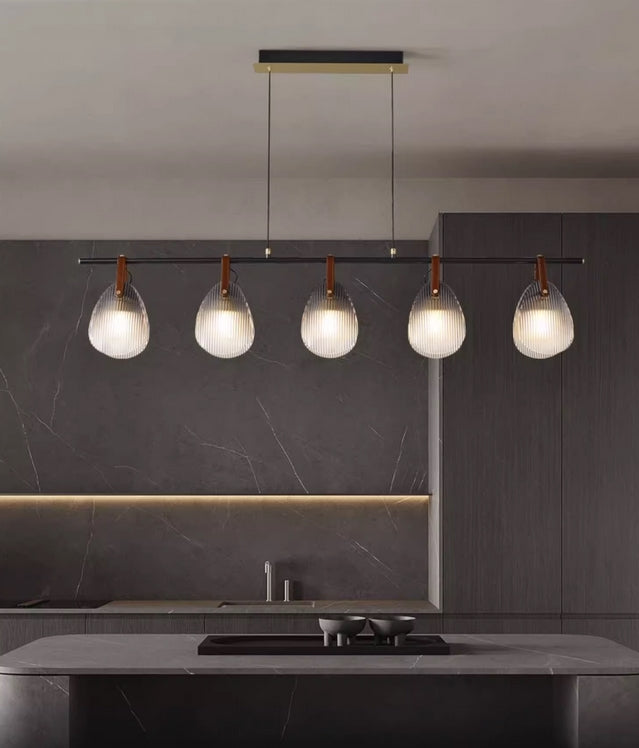 Shell Glass Linear Chandelier Modern