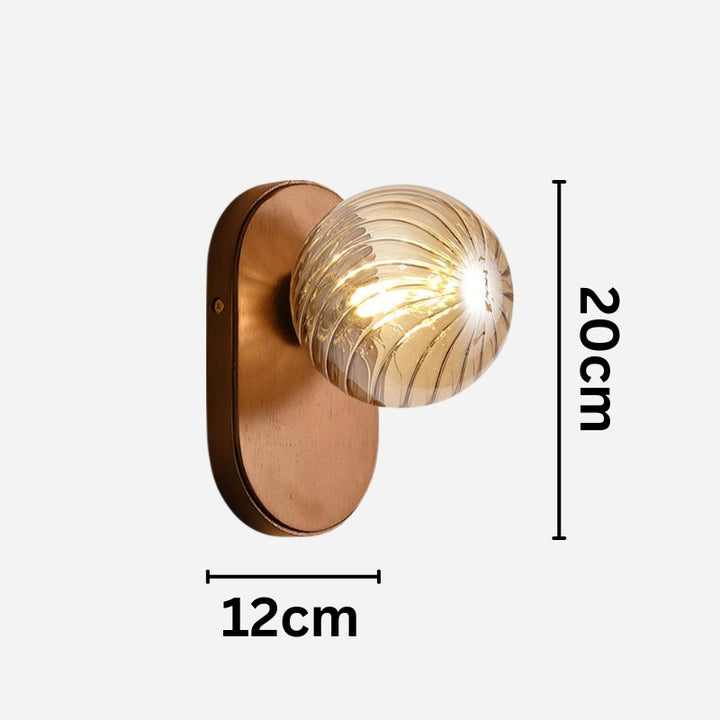 EVIE Ribbed Glass Walnut Wood Amber Wall Light