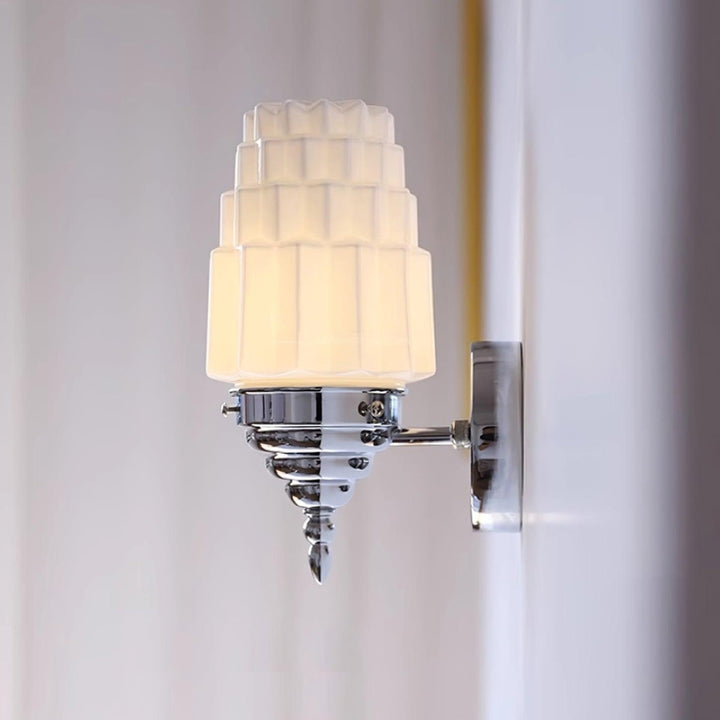 FAITH Glass Chrome Finish Tiered Shade Vintage Wall Light