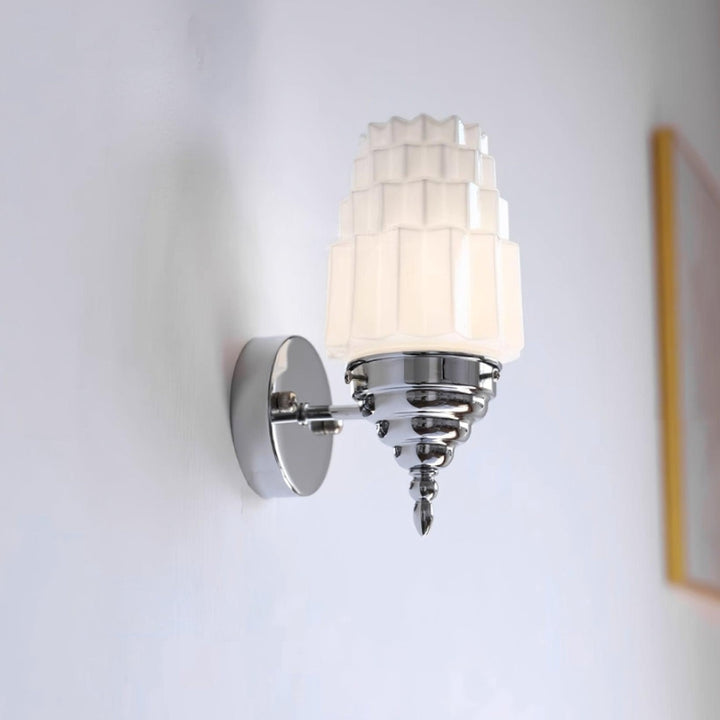 FAITH Glass Chrome Finish Tiered Shade Vintage Wall Light