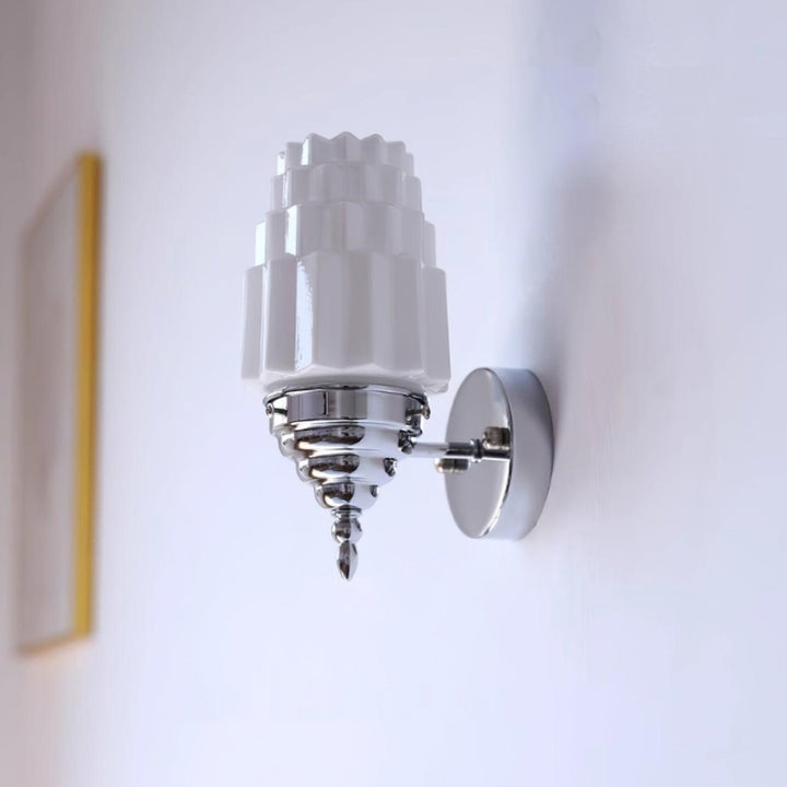 FAITH Glass Chrome Finish Tiered Shade Vintage Wall Light
