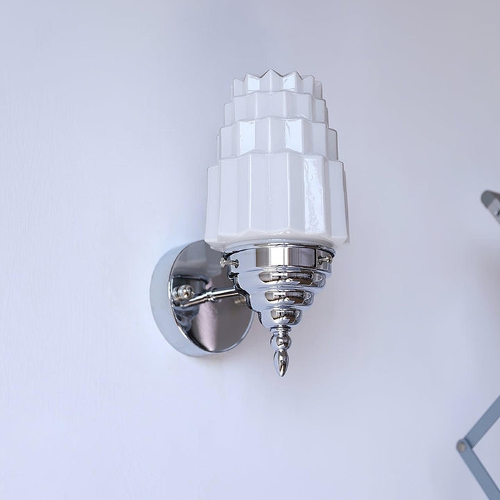 FAITH Glass Chrome Finish Tiered Shade Vintage Wall Light