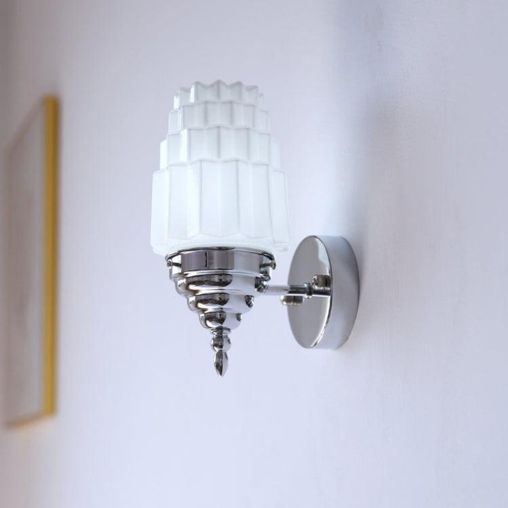 FAITH Glass Chrome Finish Tiered Shade Vintage Wall Light