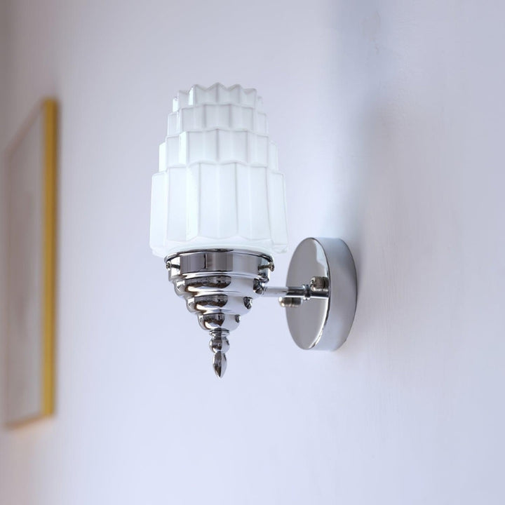FAITH Glass Chrome Finish Tiered Shade Vintage Wall Light