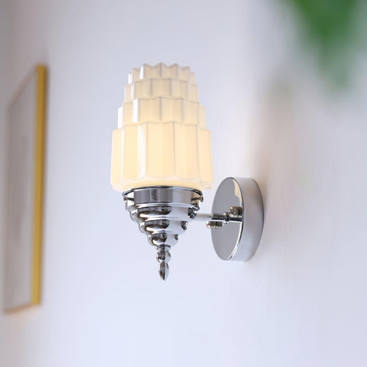 FAITH Glass Chrome Finish Tiered Shade Vintage Wall Light