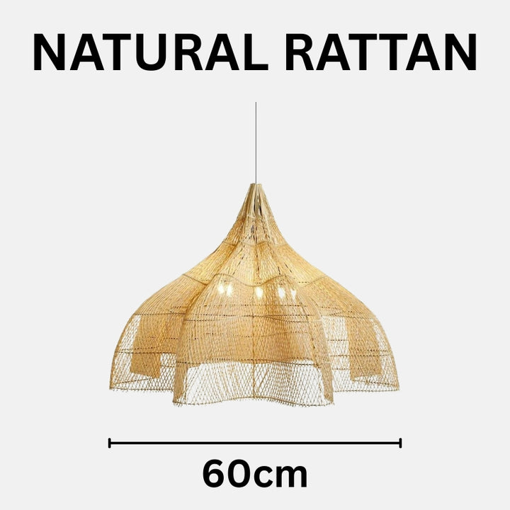 MALIA Handmade Natural Weave Rattan Pendant Lighting Fixture for Dining Rooms & Living Spaces