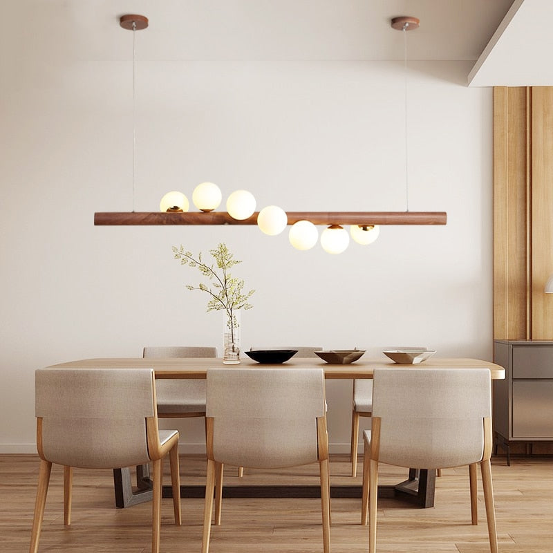 Scandi Wooden Linear Pendant Light