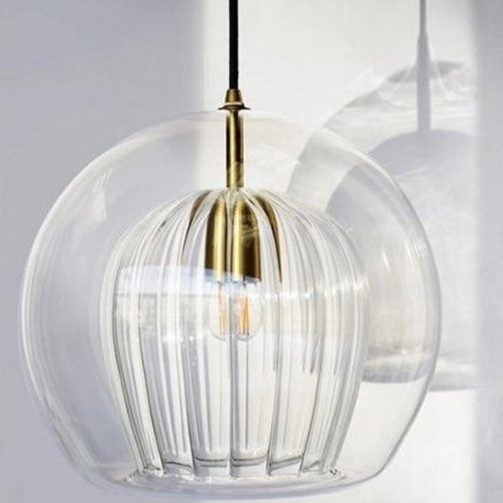 Scandi Brass Glass Chandelier Modern