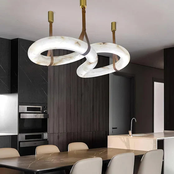 WITERAL Alabaster Chandelier Modern for Dining Room