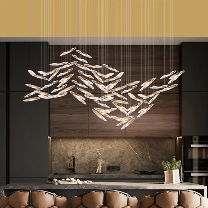 Best new JORJA Modern Long Glass Shade Chandelier C5403