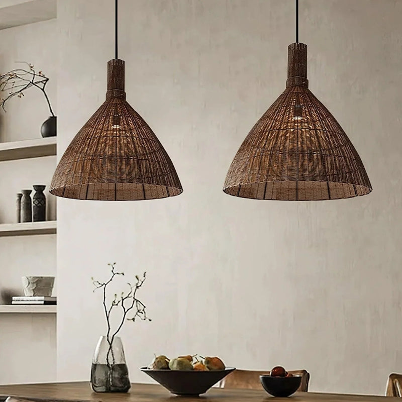 KYLA Natural Hanging Modern Living Spaces Rattan Pendant Light
