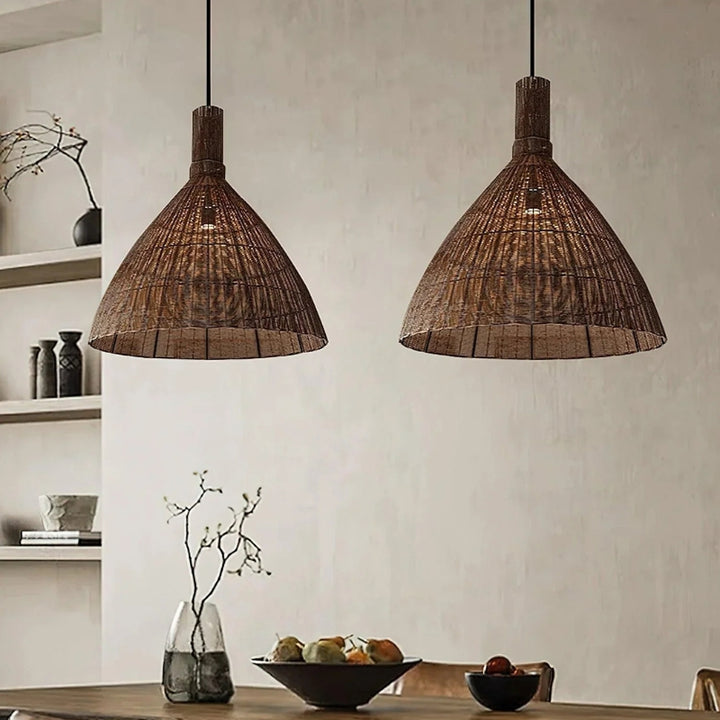 KYLA Natural Hanging Modern Living Spaces Rattan Pendant Light