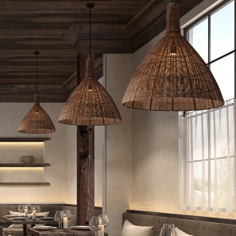 KYLA Natural Hanging Modern Living Spaces Rattan Pendant Light
