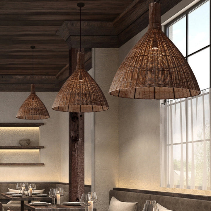 KYLA Natural Hanging Modern Living Spaces Rattan Pendant Light