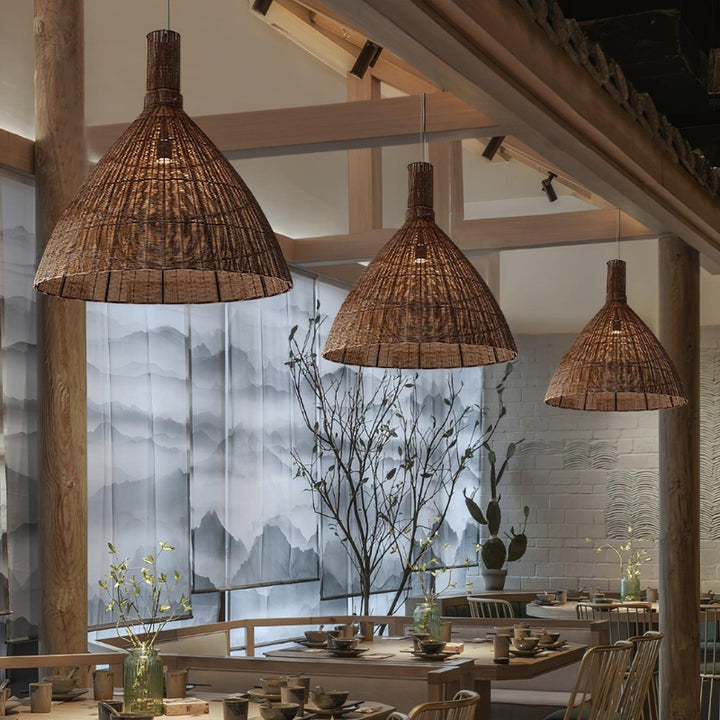 KYLA Natural Hanging Modern Living Spaces Rattan Pendant Light