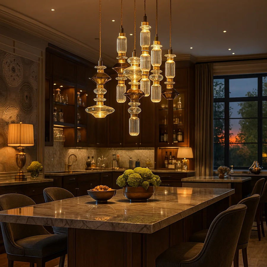 LATHE Glass Pendant Light for Kitchen Island1