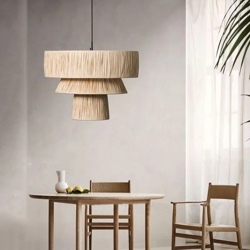 LIBBI Natural Straw Japanese Style Pendant Light