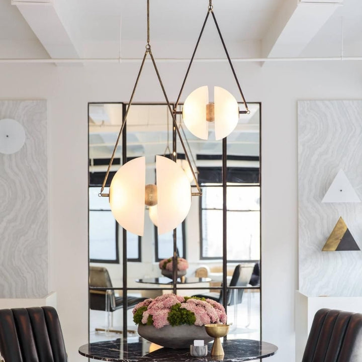 LIVIA Frosted Glass Brass Triangle Fixture Pendant Light