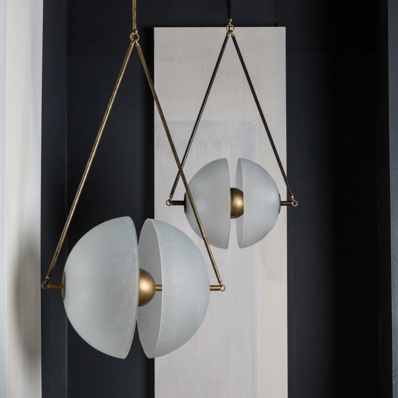 LIVIA Frosted Glass Brass Triangle Fixture Pendant Light