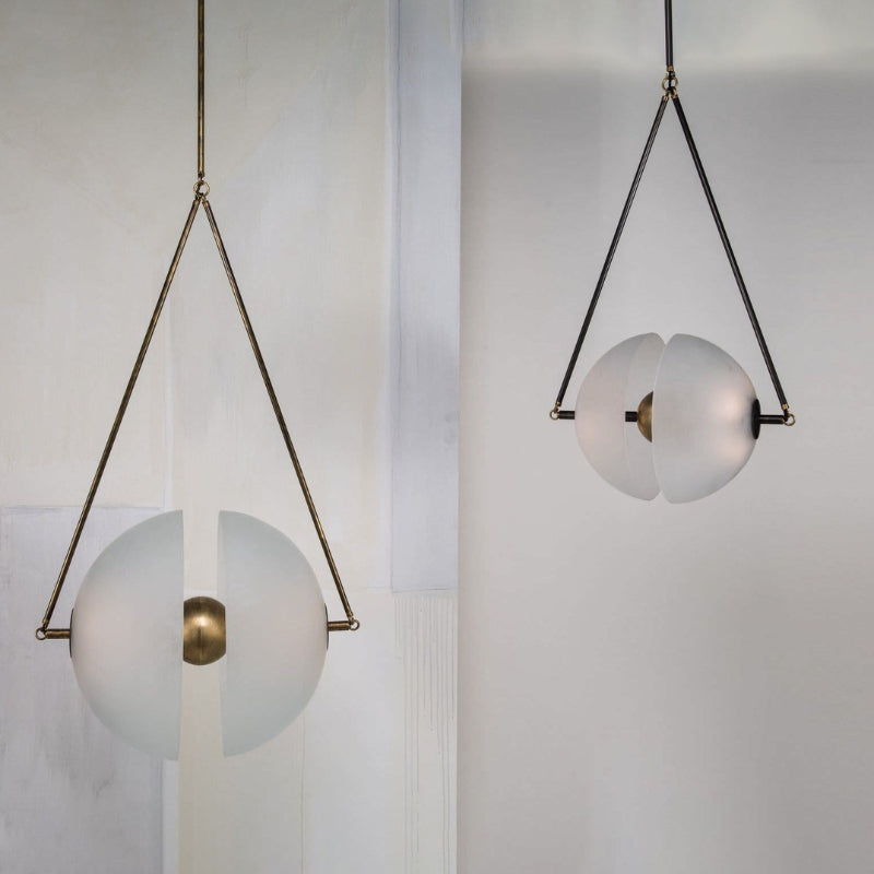 LIVIA Frosted Glass Brass Triangle Fixture Pendant Light