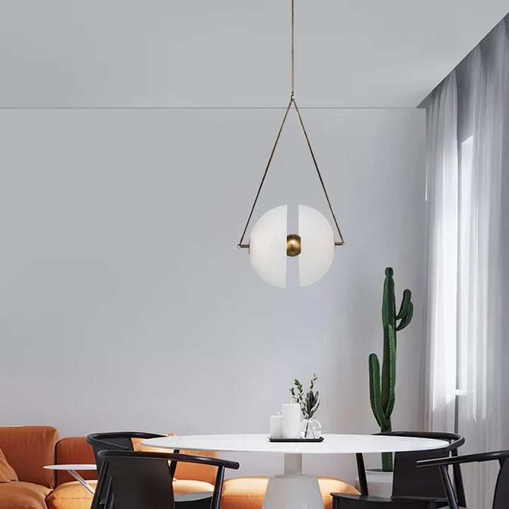 LIVIA Frosted Glass Brass Triangle Fixture Pendant Light