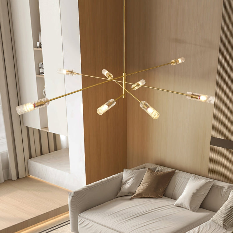 MAIA Modern Black Chandelier Sleek Brass Lighting Fixture for Contemporary Interiors