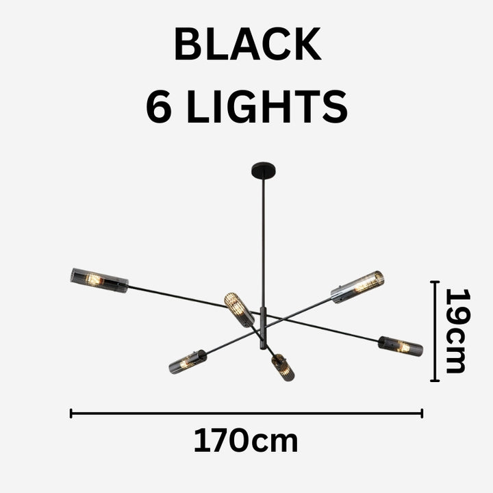 MAIA Modern Black Chandelier Sleek Brass Lighting Fixture for Contemporary Interiors