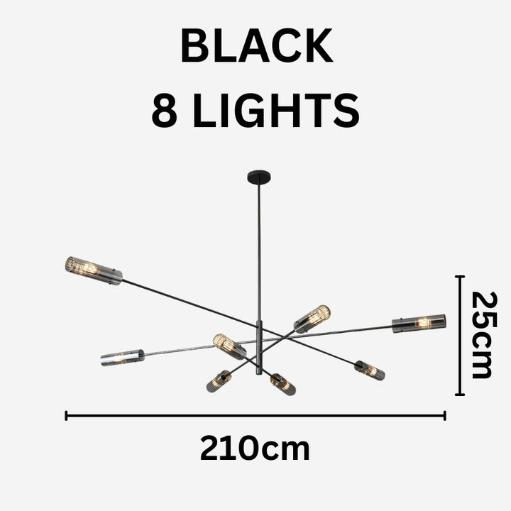 MAIA Modern Black Chandelier Sleek Brass Lighting Fixture for Contemporary Interiors
