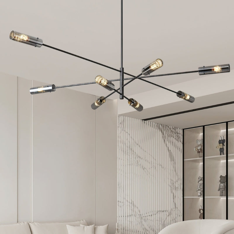 MAIA Modern Black Chandelier Sleek Brass Lighting Fixture for Contemporary Interiors