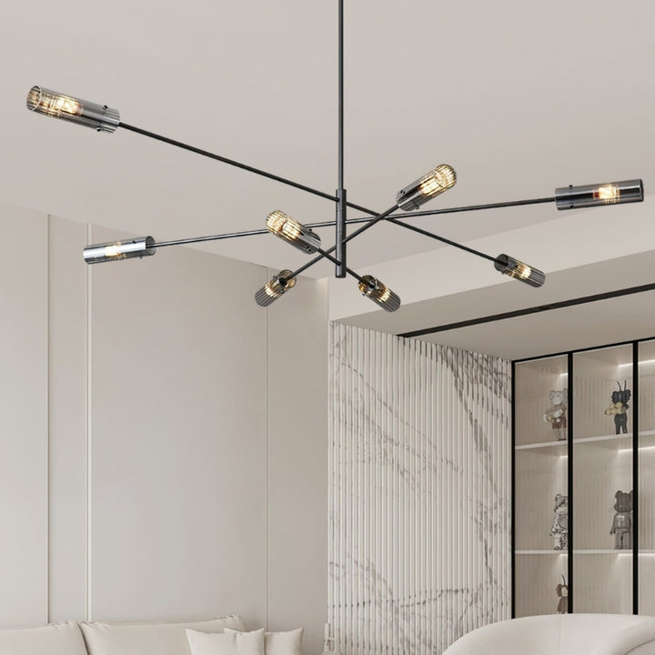 MAIA Modern Black Chandelier Sleek Brass Lighting Fixture for Contemporary Interiors